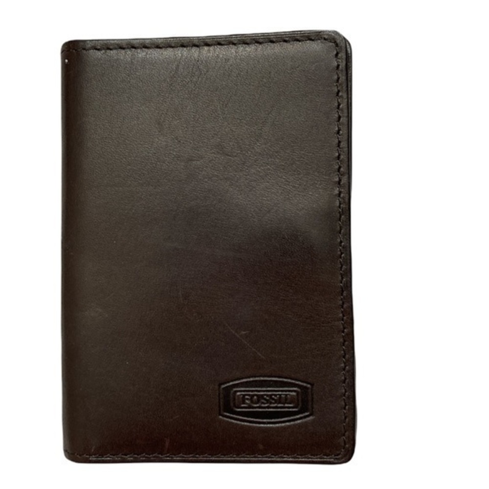 Fossil brown leather card holder money clip